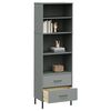 vidaXL Libreria con 2 Cassetti Grigio 60x35x180 cm Legno Massello OSLO
