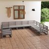 vidaXL Set Divani da Giardino 10 pz Grigio in Legno Massello di Pino