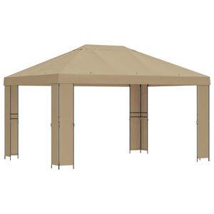 vidaXL Gazebo 4 &times; 3 m Beige Poliestere e Acciaio 190 gsm