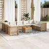 vidaXL Set Divano da Giardino 10 pz con Cuscini Beige in Polyrattan