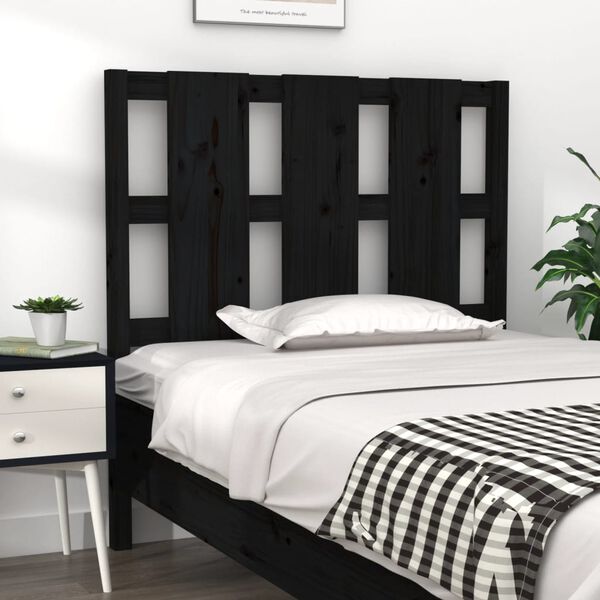 vidaXL Testiera per Letto Nera 95,5x4x100 cm in Legno Massello di Pino