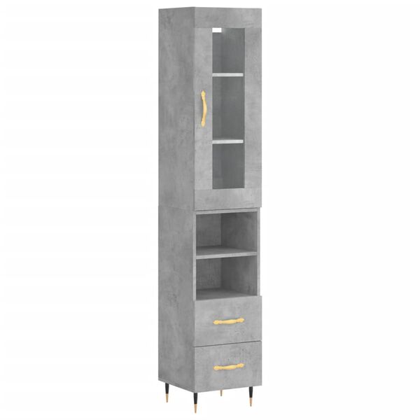 vidaXL Credenza Grigio Cemento 34,5x34x180 cm in Legno Multistrato