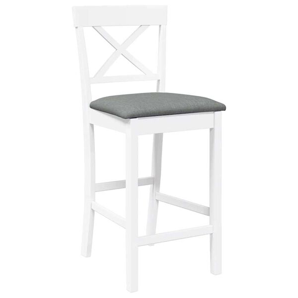 vidaXL Sgabelli da Bar con Cuscini 2 pz Bianco Legno Massello di Hevea