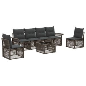vidaXL Set Divano da Giardino 7 pcs Grigio polyrattan