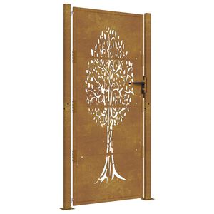 vidaXL Cancello da giardino 100x200 cm in acciaio Corten con design ad albero