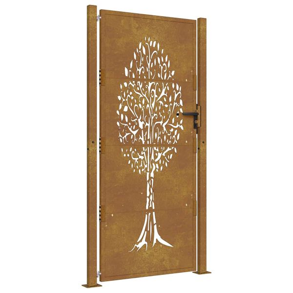vidaXL Cancello da giardino 100x200 cm in acciaio Corten con design ad albero