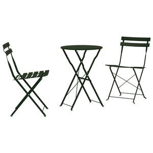 vidaXL Set Bistro Pieghevole 3 pcs Verde scuro Acciaio