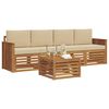 vidaXL Set divani 5 pcs Naturale e Beige Legno di Acacia Massello