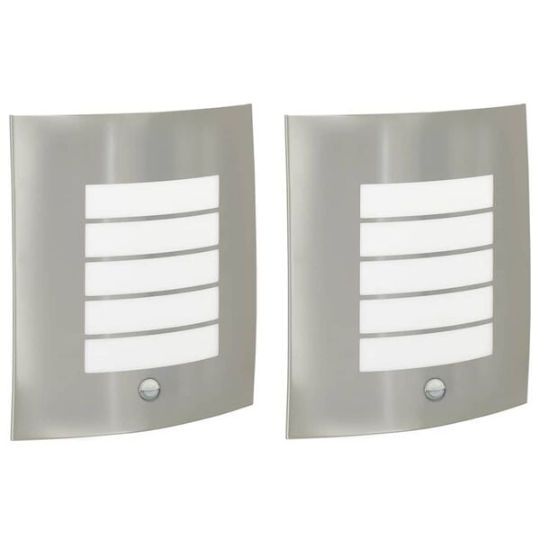 vidaXL Lampada da Parete Esterna 2 pcs Argento 23.5 x 9 x 26 cm