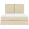 vidaXL Struttura Letto Pouf con Materasso Crema 140x190 cm in Tessuto