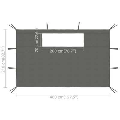 vidaXL Pareti con Finestre per Gazebo 2 pz 4x2,1 m Antracite 70 g/m²