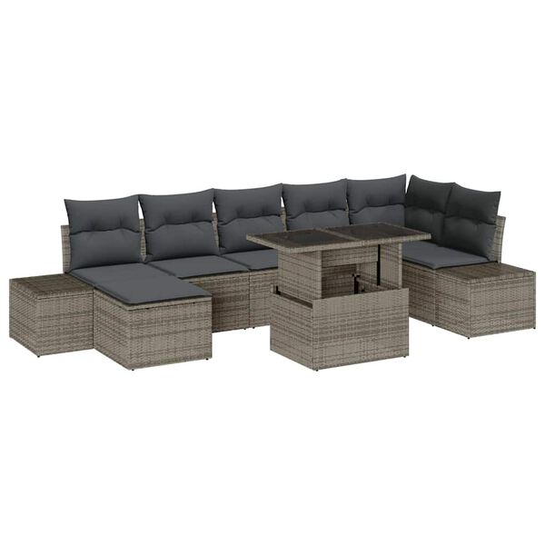 vidaXL Set Divano da Giardino 8 pcs Grigio Poly Rattan