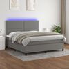 vidaXL Letto a Molle Materasso e LED Grigio Scuro 160x200cm in Tessuto