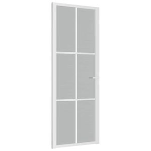 vidaXL Porta Interna 76x201,5 cm Bianco Opaco Vetro e Alluminio