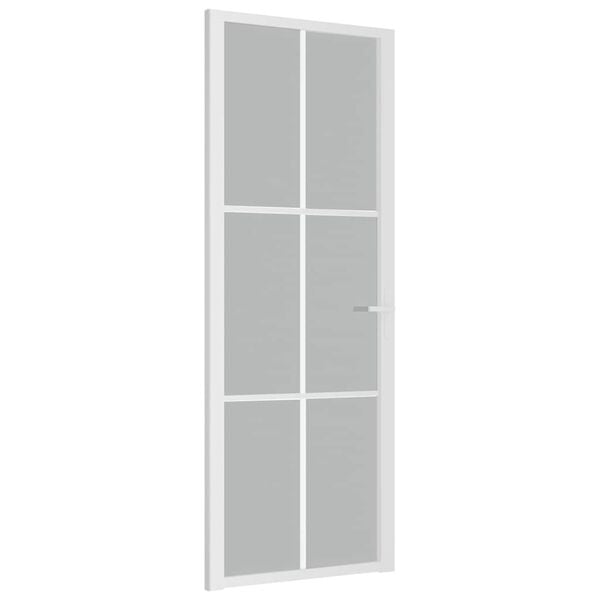 vidaXL Porta Interna 76x201,5 cm Bianco Opaco Vetro e Alluminio