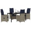 vidaXL Set di tavolo e sedie con cuscino 5 pcs Grigio Rattan in PE