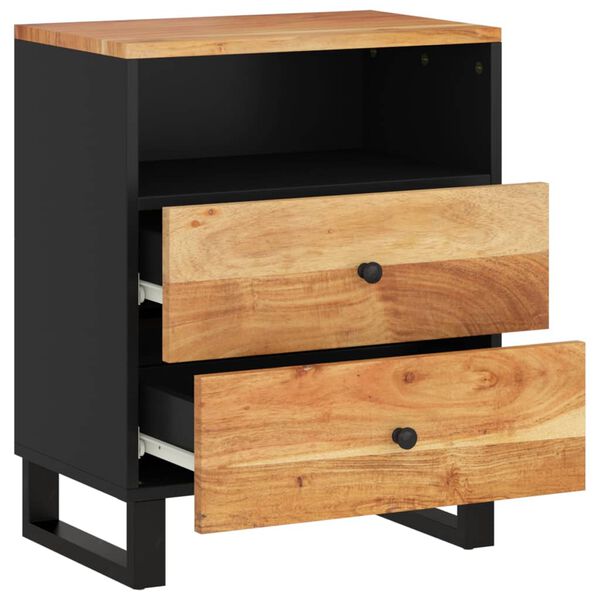 vidaXL Comodino 50x33x62 cm Legno Massello Acacia e Legno Multistrato
