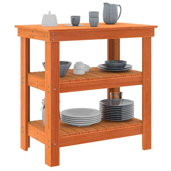 vidaXL Banco da lavoro Marrone cerato 78,5 x 50 x 80 cm Pino massello