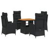 vidaXL Set da Pranzo da Giardino 5 pz Nero con Cuscini in Polyrattan