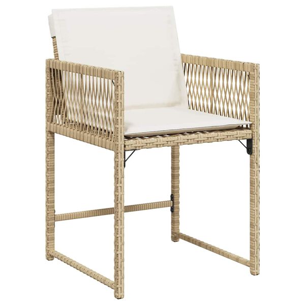 vidaXL Sedie da Giardino con Cuscini 4 pz Beige in Polyrattan