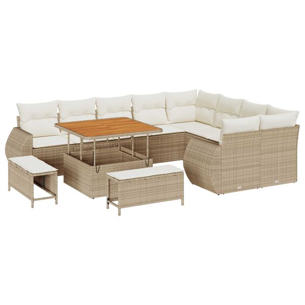 vidaXL Set Divano da Giardino 12 pcs Beige polyrattan