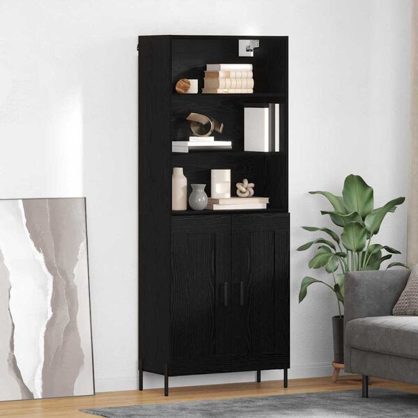 vidaXL Credenza Rovere nero 69,5 x 34 x 180 cm Legno multistrato