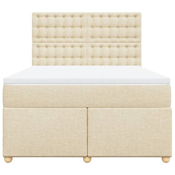 vidaXL Giroletto a Molle con Materasso Crema 160x200 cm in Tessuto