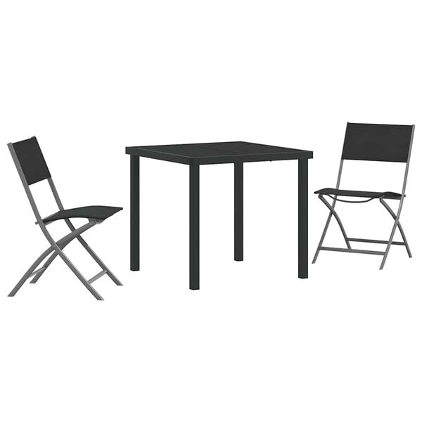 vidaXL Set da Pranzo per Giardino 3 pcs Nero