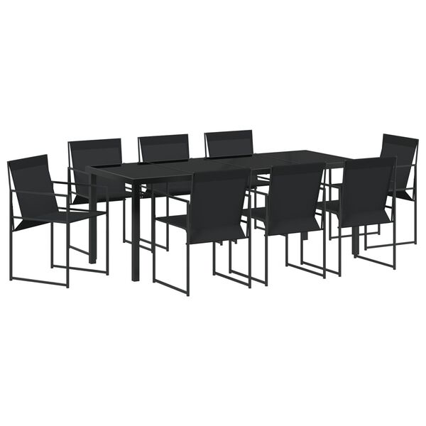 vidaXL Set da Pranzo per Giardino 9 pcs Nero