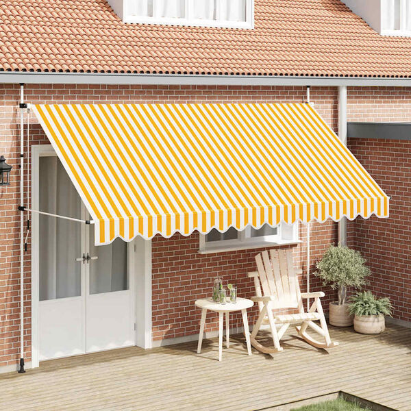 vidaXL Tenda da Sole Retrattile Manuale 400cm Strisce Arancione Bianco
