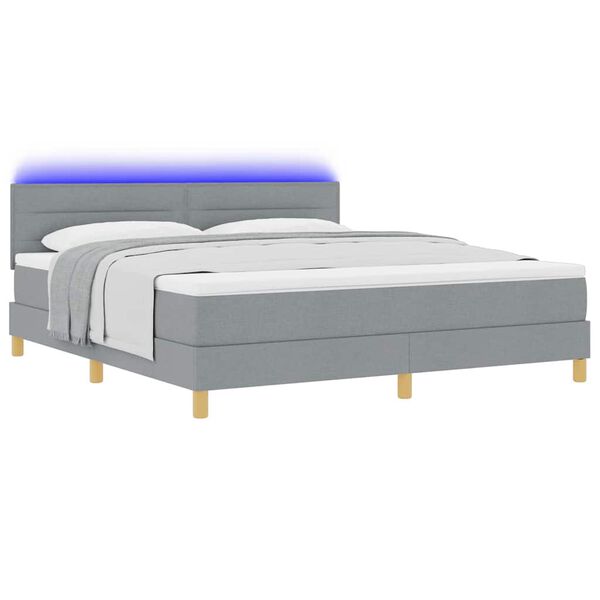 vidaXL Letto a Sorgente LED con led Grigio chiaro 180 x 200 cm Tessuto