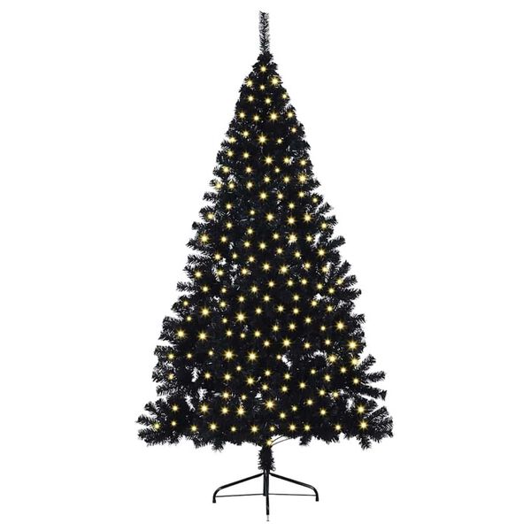 vidaXL Albero di Natale artificiale con luci integrate Nero 240 cm PVC