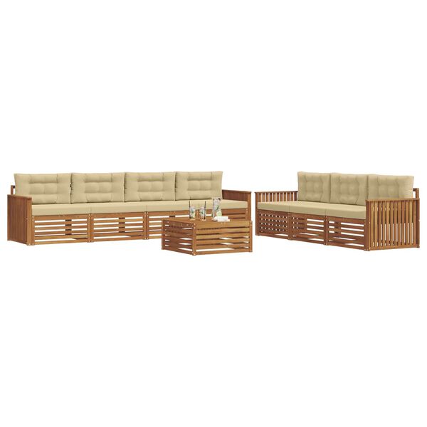 vidaXL Set di divani da esterno con cuscino 8 pcs Naturale e Beige