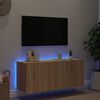 vidaXL Mobile TV a Parete con Luci LED Rovere Sonoma 100x35x41 cm