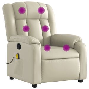 vidaXL Poltrona da Massaggiante Reclinabile Crema Similpelle