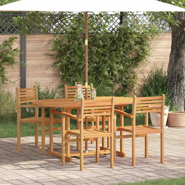 vidaXL Set da Pranzo per Giardino 5 pcs Naturale