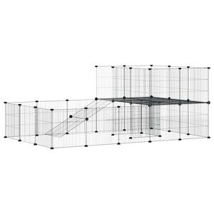 vidaXL Gabbia per Animali 36 Pannelli con Porta Nera 175x105x70 cm