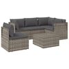 vidaXL Set Divani da Giardino 6 pz con Cuscini in Polyrattan Grigio