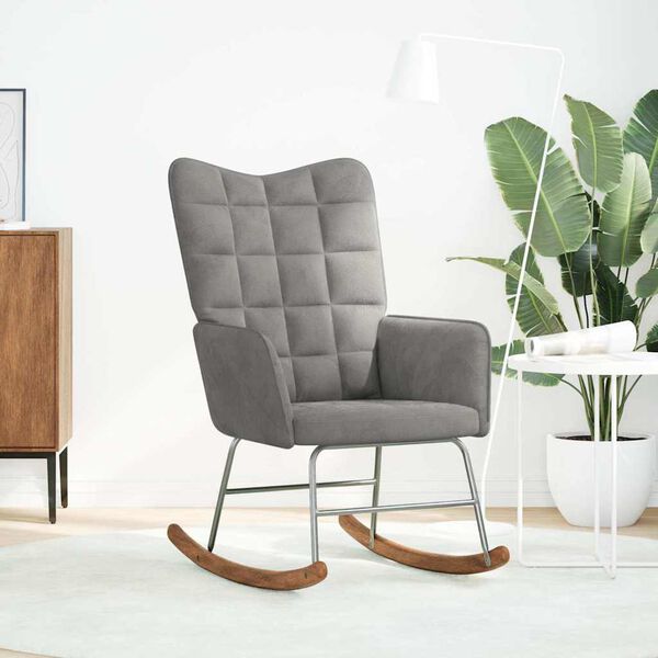 vidaXL Sedia a Dondolo Grigio Chiaro in Velluto