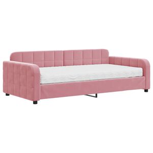 vidaXL Divano Letto con Materasso Rosa 100x200 cm in Velluto