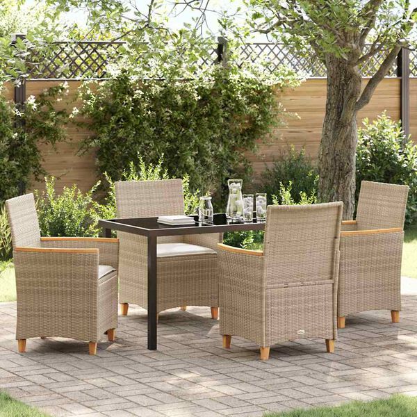 vidaXL Set da Pranzo per Giardino 5 pcs Beige polyrattan