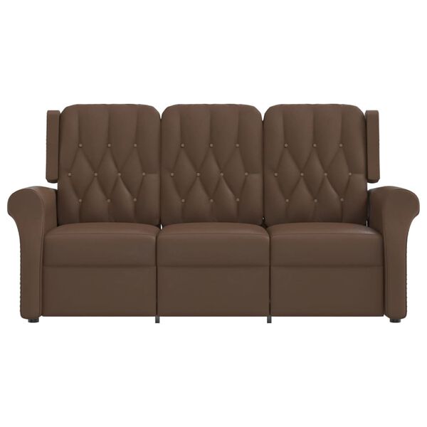 vidaXL Poltrona Massaggiante Reclinabile 3 Posti Marrone in Similpelle