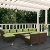 vidaXL Set Divani da Giardino 10 pz con Cuscini in Polyrattan Marrone