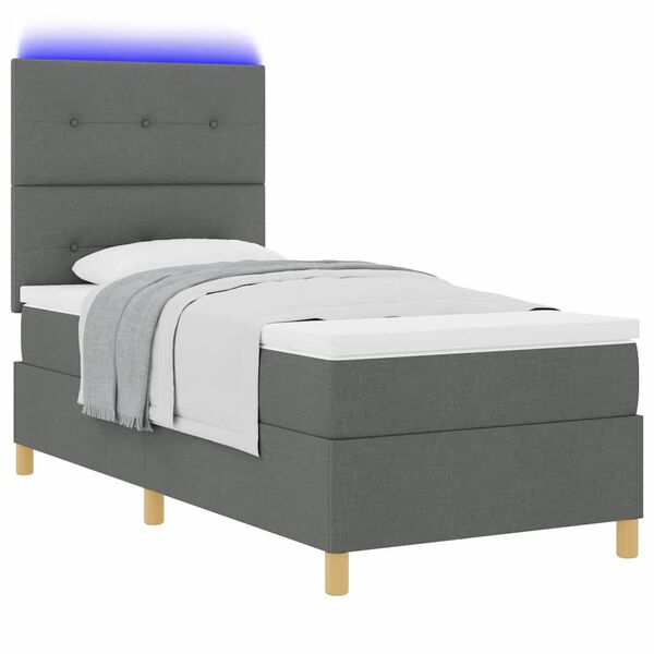 vidaXL Letto a Sorgente LED Grigio scuro 100 x 200 cm Tessuto