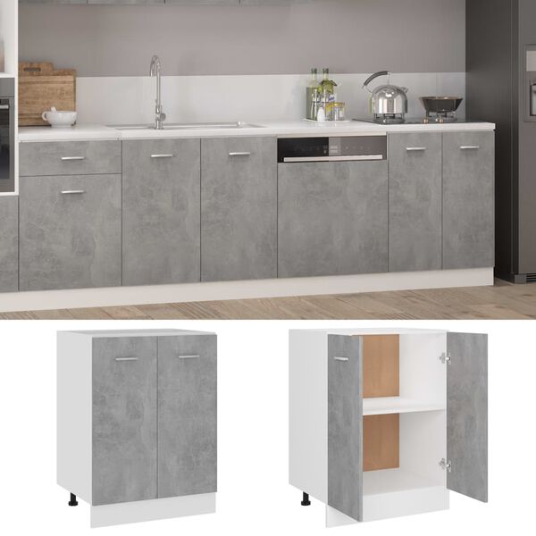 vidaXL Armadio Inferiore “Lyon” Grigio Cemento 60x46x81,5cm