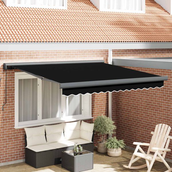 vidaXL Tenda Retrattile Nero 300 x 250 cm Tessuto e Metallo