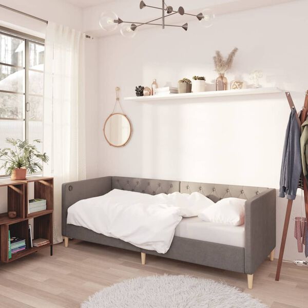 vidaXL Dormeuse con Materasso USB Grigio Chiaro in Tessuto 90x200 cm