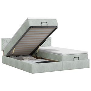 vidaXL Letto ottomano con materasso 2 pz Grigio Chiaro Velluto