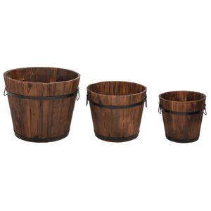 vidaXL Set Secchi per Fiori 3 pz in Legno Massello di Abete