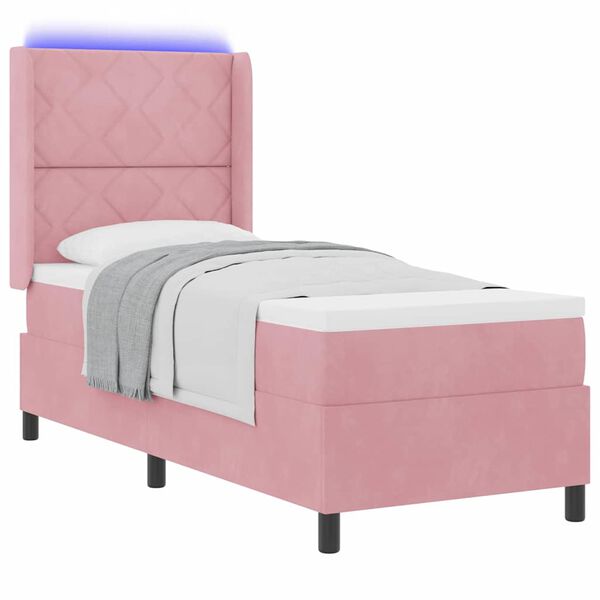 vidaXL Letto a molle con materasso con led Rosa 80 x 200 cm Velluto